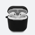 Wholesale Premium TPU Cover and Skin for Apple Airpods Charging Case with Hook Clip (Black)